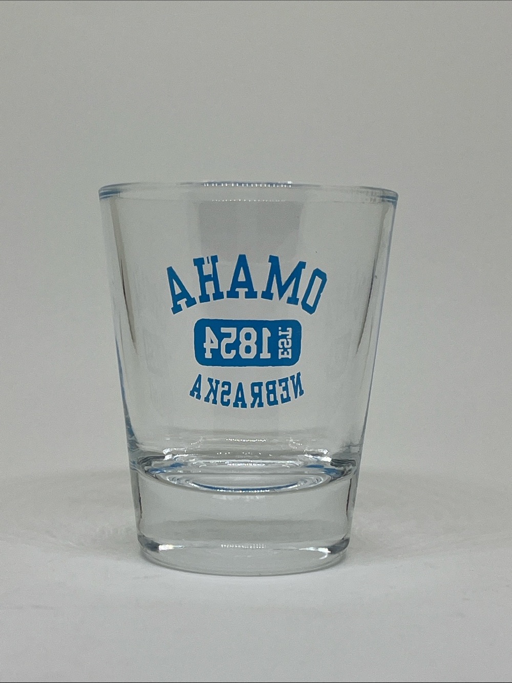 Omaha Nebraska Blue Glass Shot Glass - Picture 2 of 2